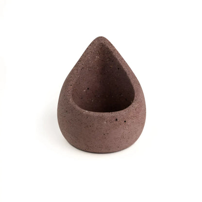 Handmade eco-friendly sage holder: matte brown teardrop concrete planter