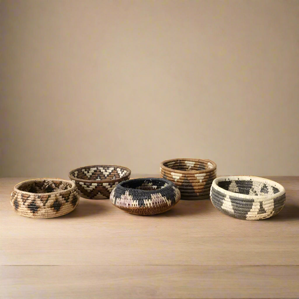 Colorful South African woven basket set with hand-woven African woven baskets