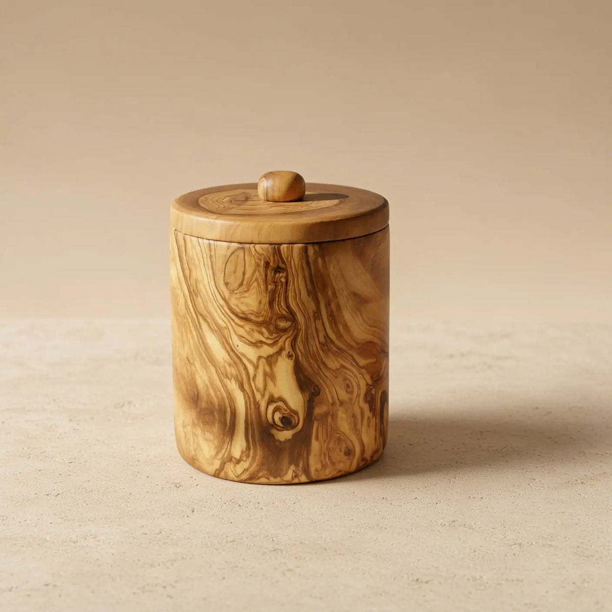 Handmade olivewood multipurpose jar with matching lid and rounded knob perfect for fresh spices storage eco-friendly design