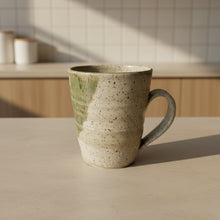 Handmade speckled ceramic mug with green glaze eco-friendly color combo for your coffee