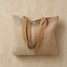 Beige handwoven ethiopian cotton tote bag with tan fabric straps and button closure perfect for everyday use