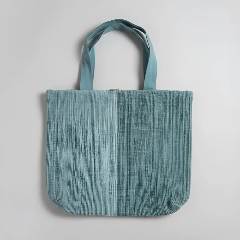 Teal handwoven ethiopian cotton tote bag with ribbed fabric and matching handles perfect for everyday use