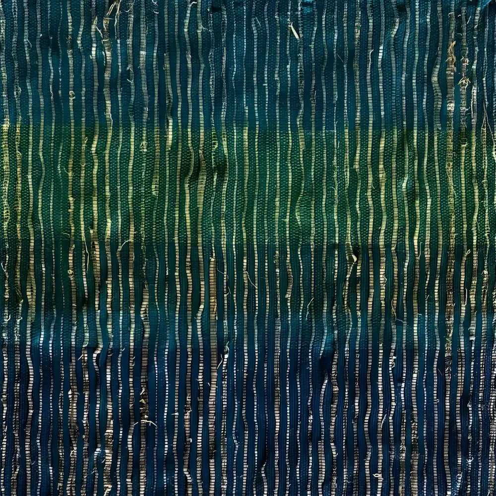 Handwoven vetiver placemats set of 6 with vertical stripes in deep blue, teal and green made from gorgeous all-natural vetiver root