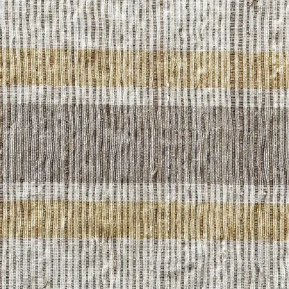 Handwoven vetiver table runner in muted gray and beige stripes with textured woven plaid fabric design