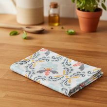 Honey bee handmade napkin with pink gray moth paisley design