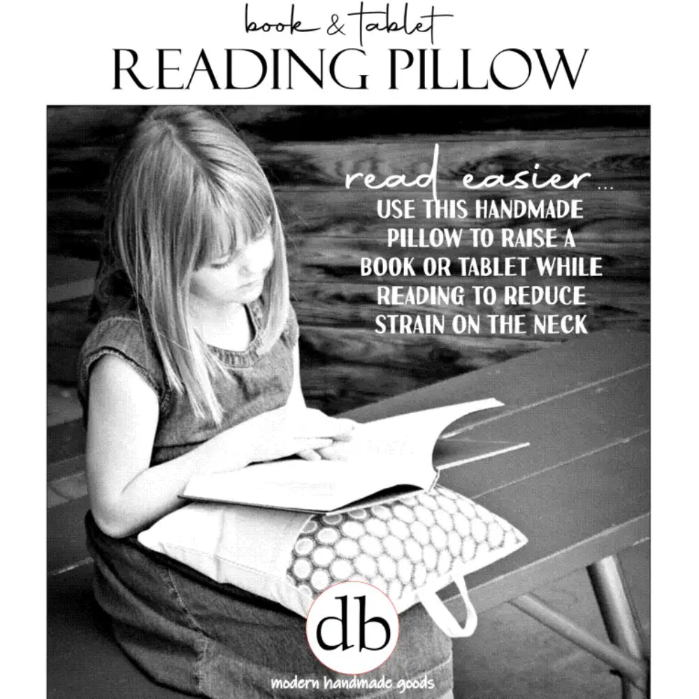 Handmade navy geometric reading pillow for reading past bedtime