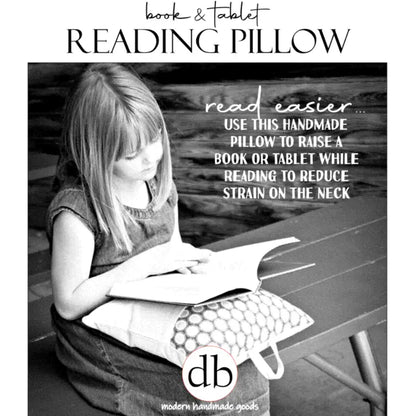 Handmade navy geometric reading pillow for reading past bedtime