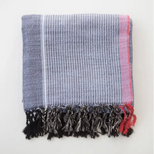 Indigo Tribeca handmade eco-friendly gray and pink striped woven throw with fringe