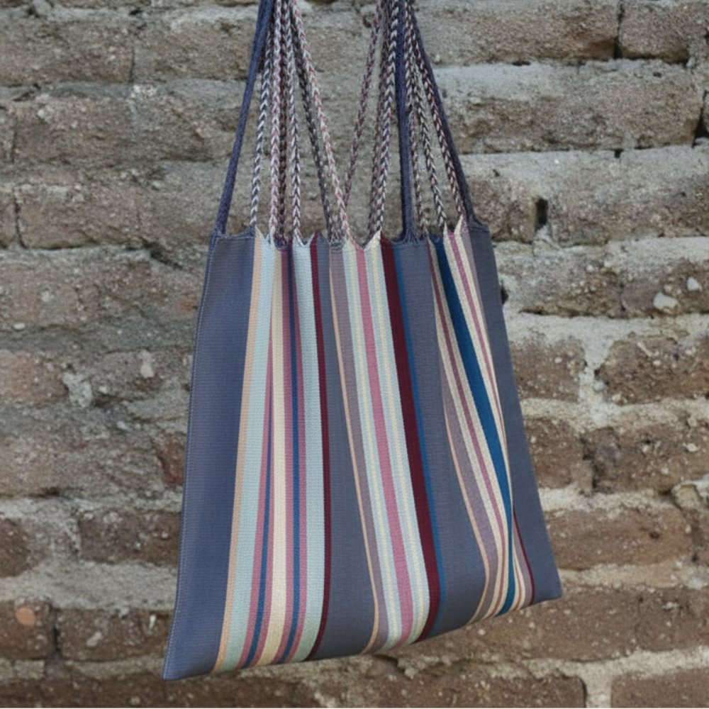 Hand woven Las Rayas tote from Luz Collection in Chiapas Rain