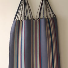 Hand woven Las Rayas tote from Luz Collection, fair trade striped hammock
