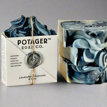 Artisan Lavender Charcoal Soap from Potagers Lavender Charcoal Cleansing Ritual Bar