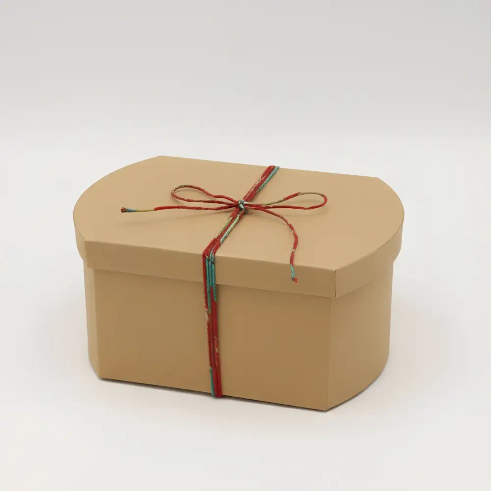 Handcrafted Leaf Nest beige octagonal gift box with ribbon