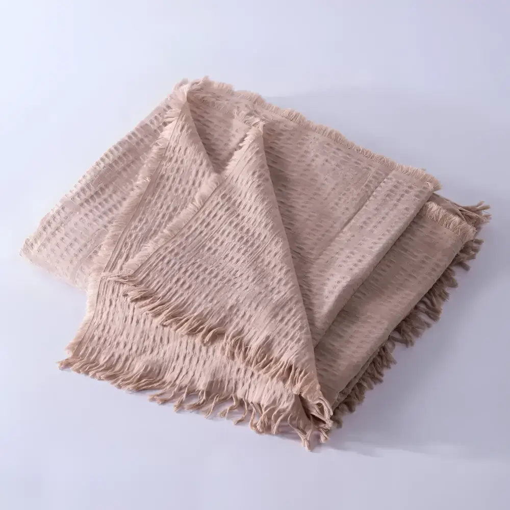 Taupe Lightweight Cotton Blanket on light background