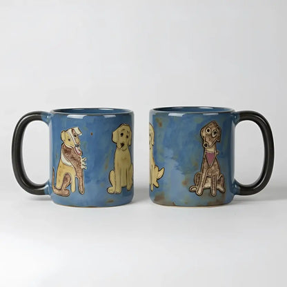 Blue Man’s Best Friend mug by Mara Ceramica Artisans with hand-painted dog designs