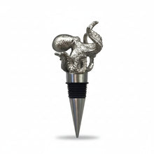 Silver Menagerie Octopus Stopper with textured metal design and black rubber base