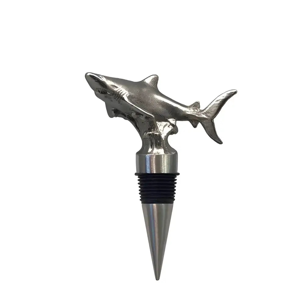 Menagerie Shark Stopper silver wine accessory, shark-shaped wine stopper in silver metal