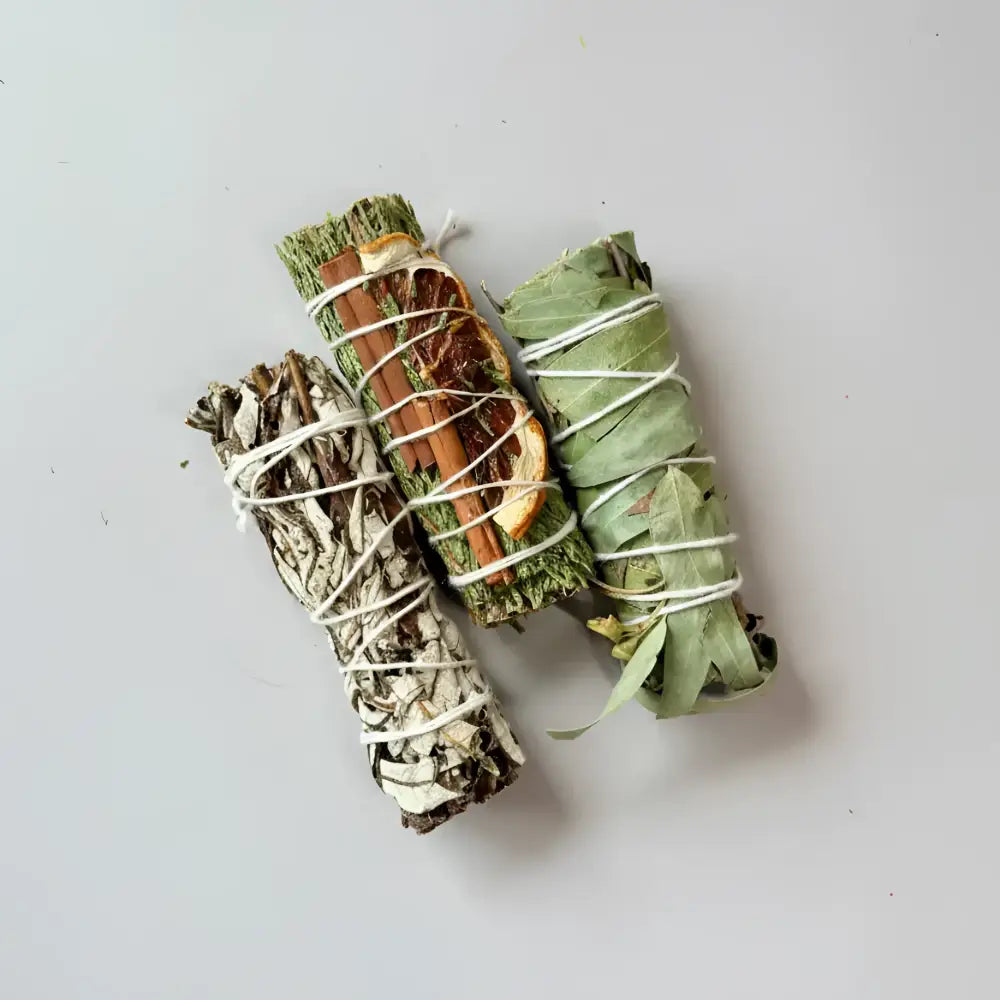 Mini smudge nest set with sage trio and soapstone plate