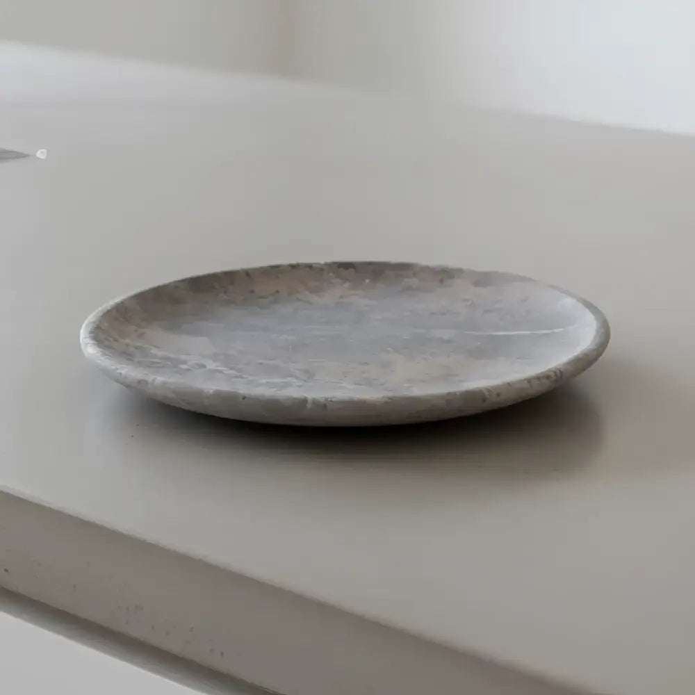 Mini smudge nest soapstone plate with marbled gray texture