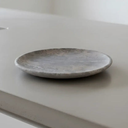 Mini smudge nest soapstone plate with marbled gray texture