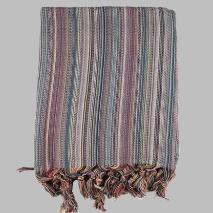 Colorful Turkish beach towel with stripes and fringed ends perfect for the beach