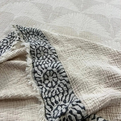 Muslin Bed Blanket Crane Design - Queen/King - Bed Blanket