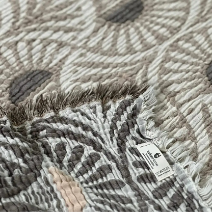 Muslin Bed Blanket Ginko Design - Queen/King - Gray - Bed Blanket