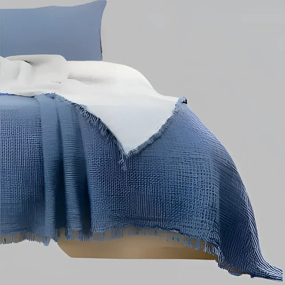 Turkish Cotton Muslin Oversized Throw Blanket delivers exceptional lightweight comfort through a 4-layer crinkly gauze construction