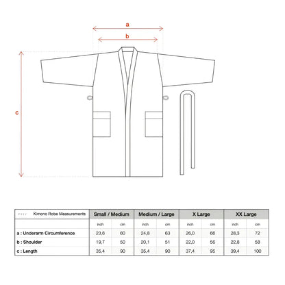 Black and white kimono robe in premium 50/50 linen cotton