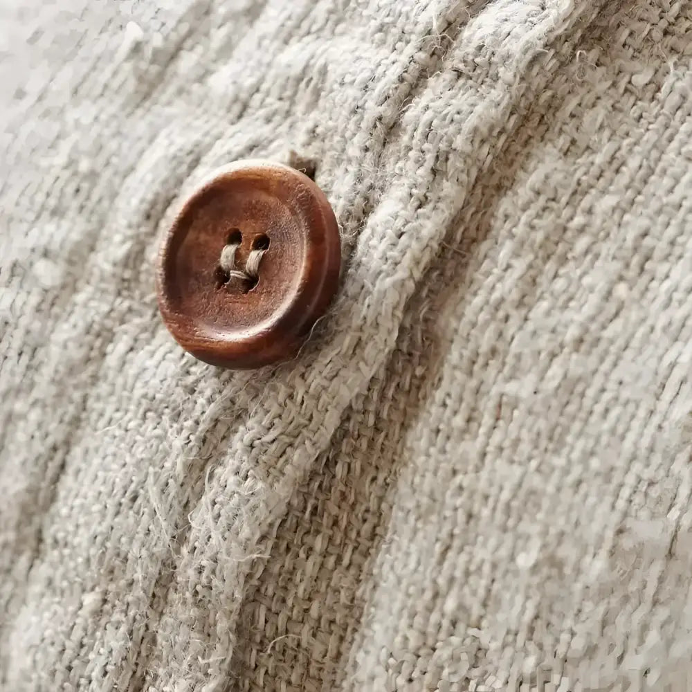 Close up of pillow button details.