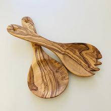Olive wood  salad servers for a stylish olive wood salad setup