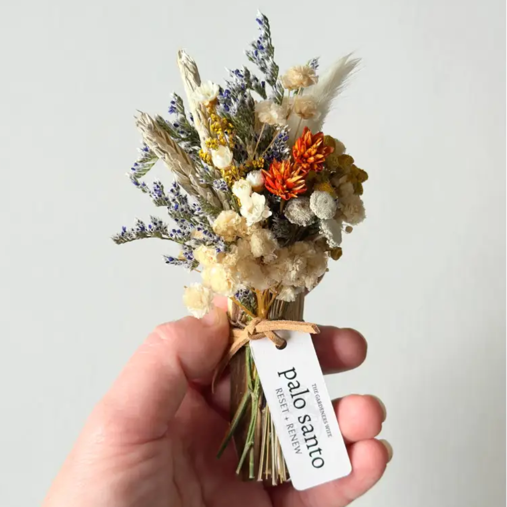 Handmade eco-friendly Palo Santo + Flora dried floral arrangement