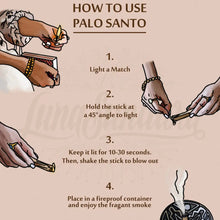 Instructions on how to use palo santo smudge sticks.