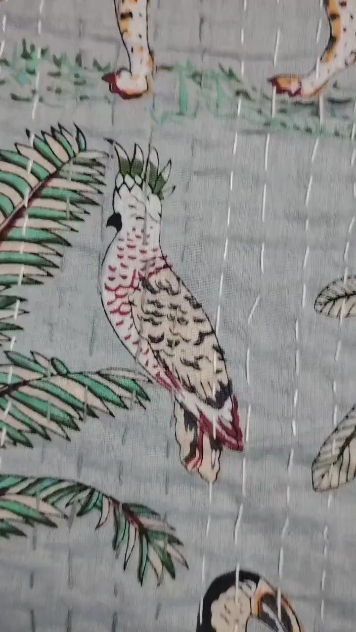 Video close up of kantha quilt