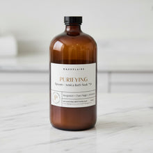 Baudelaire Purify epsom salt + arnica bath soak in amber bottle