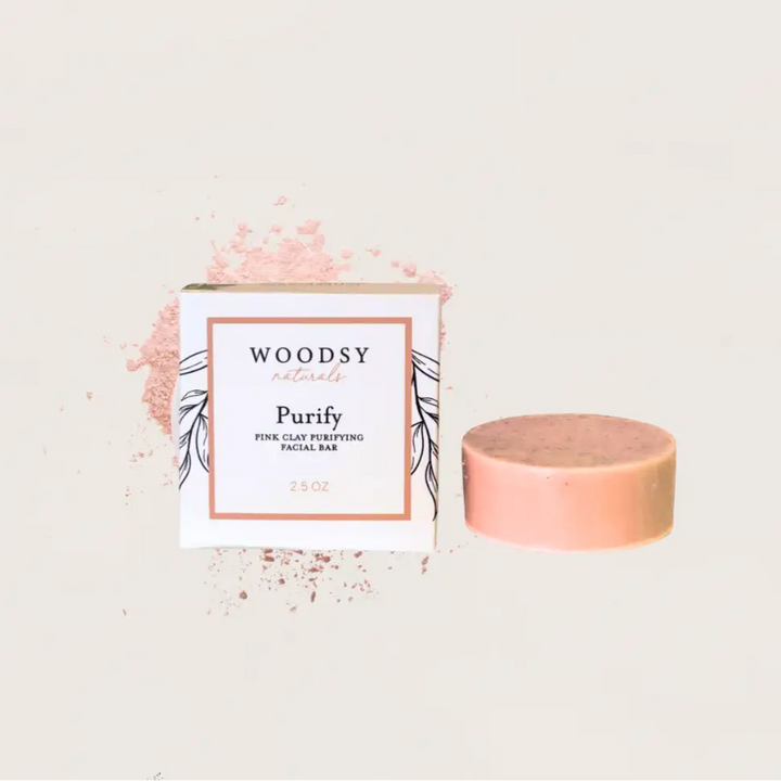 Pink clay facial bar for gentle cleansing and hydration with purify pink clay
