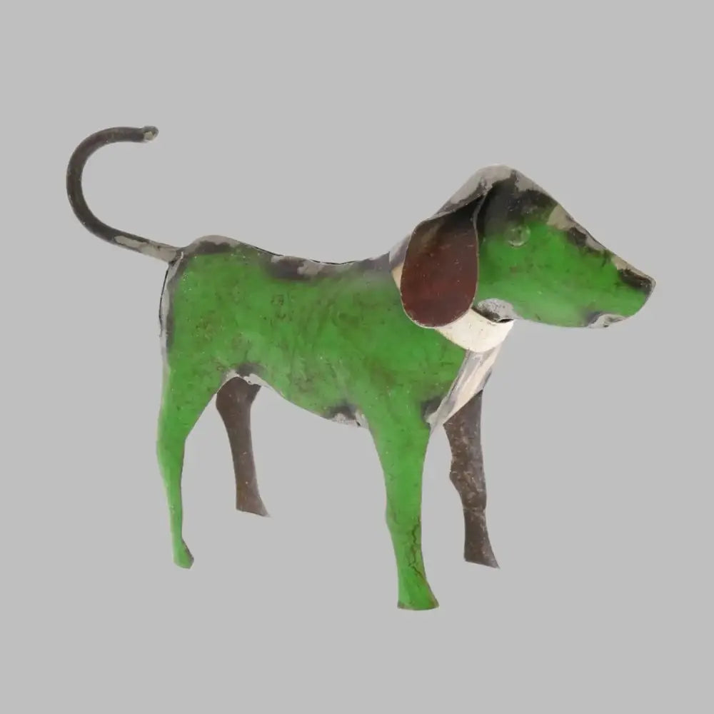 Reclaimed Metal Dogs - Assorted Colors - Bright Green - Figurine