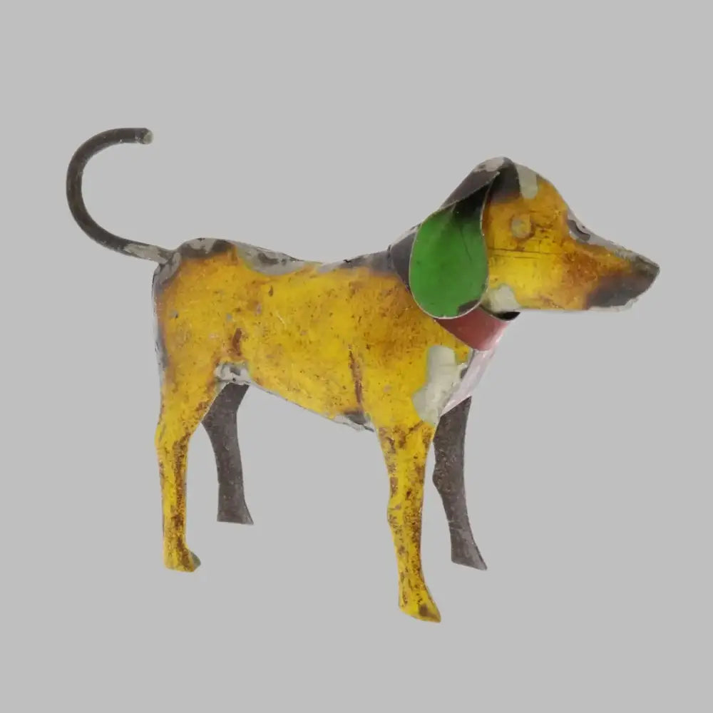 Reclaimed Metal Dogs - Assorted Colors - Yellow - Figurine