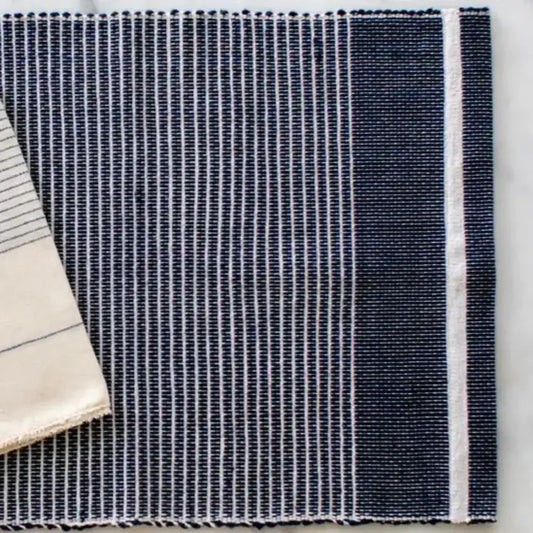 Adwa Recycled Cotton Placemat - Navy close up photo