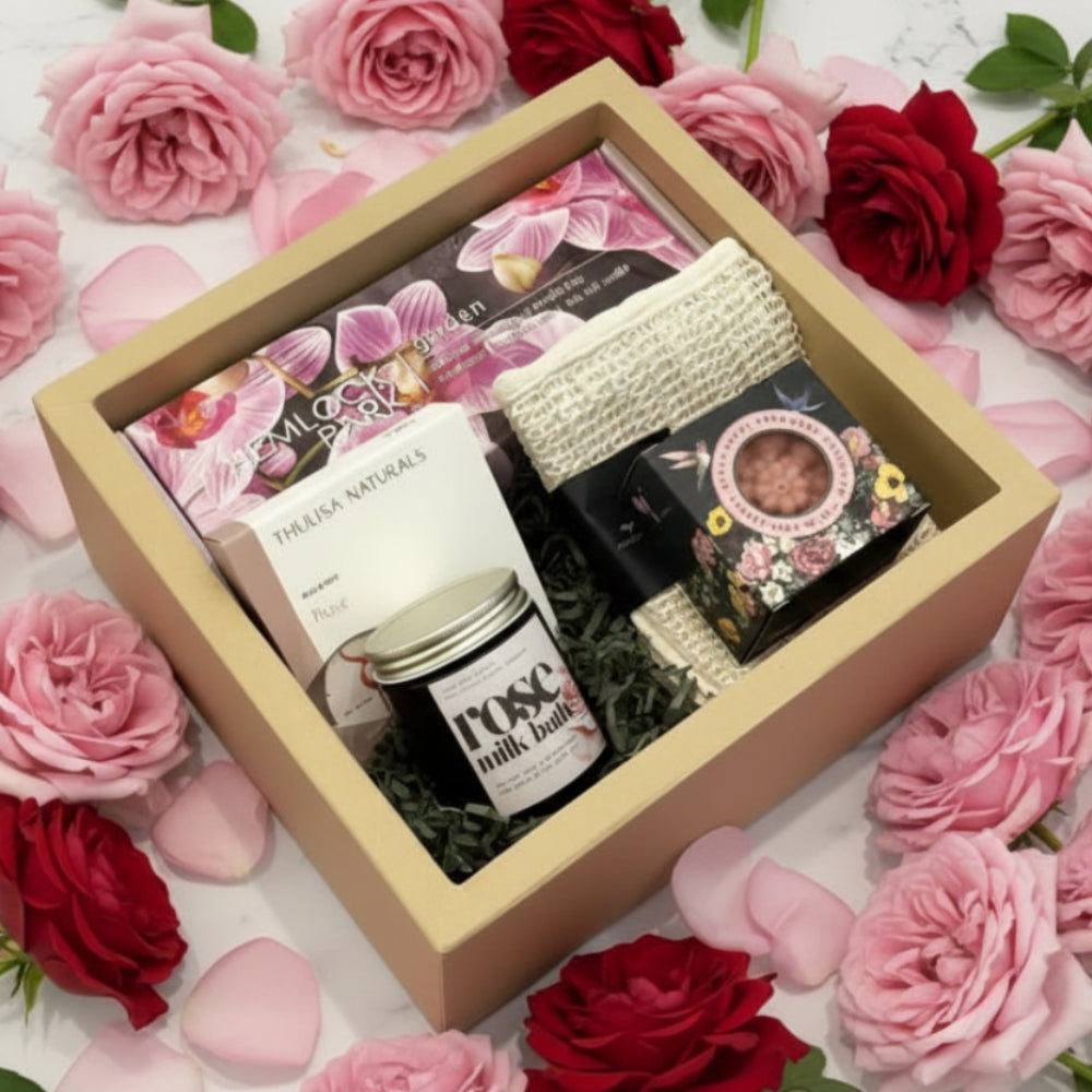 Handcrafted rose-scented milk bath in jar from Rose Retreat Nest set