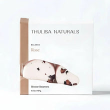 Rose shower steamers from Thulisa Naturals, white with brown speckles