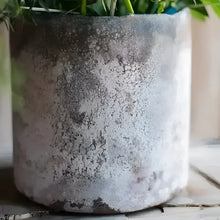 Rusty Blue Art Glass Vase with rustic textured ceramic finish, perfect handmade decor