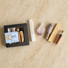 Black box labeled the gardeners wife sacred space with palo santo stick and sage for creating intentional space ritual kit