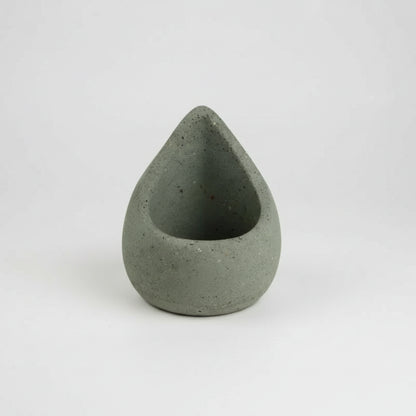 Gray handmade eco-friendly sage holder: teardrop concrete planter