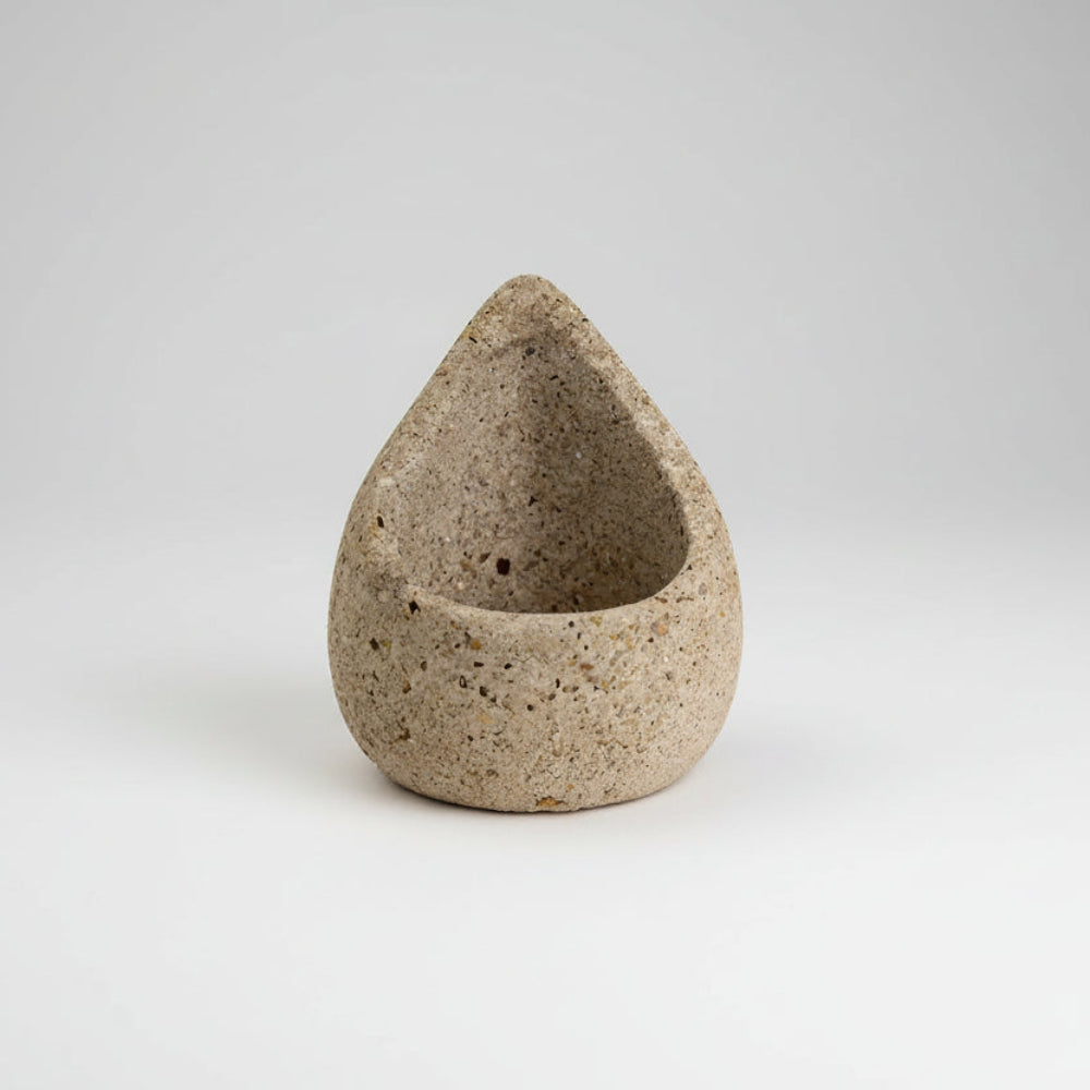 Handmade eco-friendly sage holder: beige teardrop concrete planter
