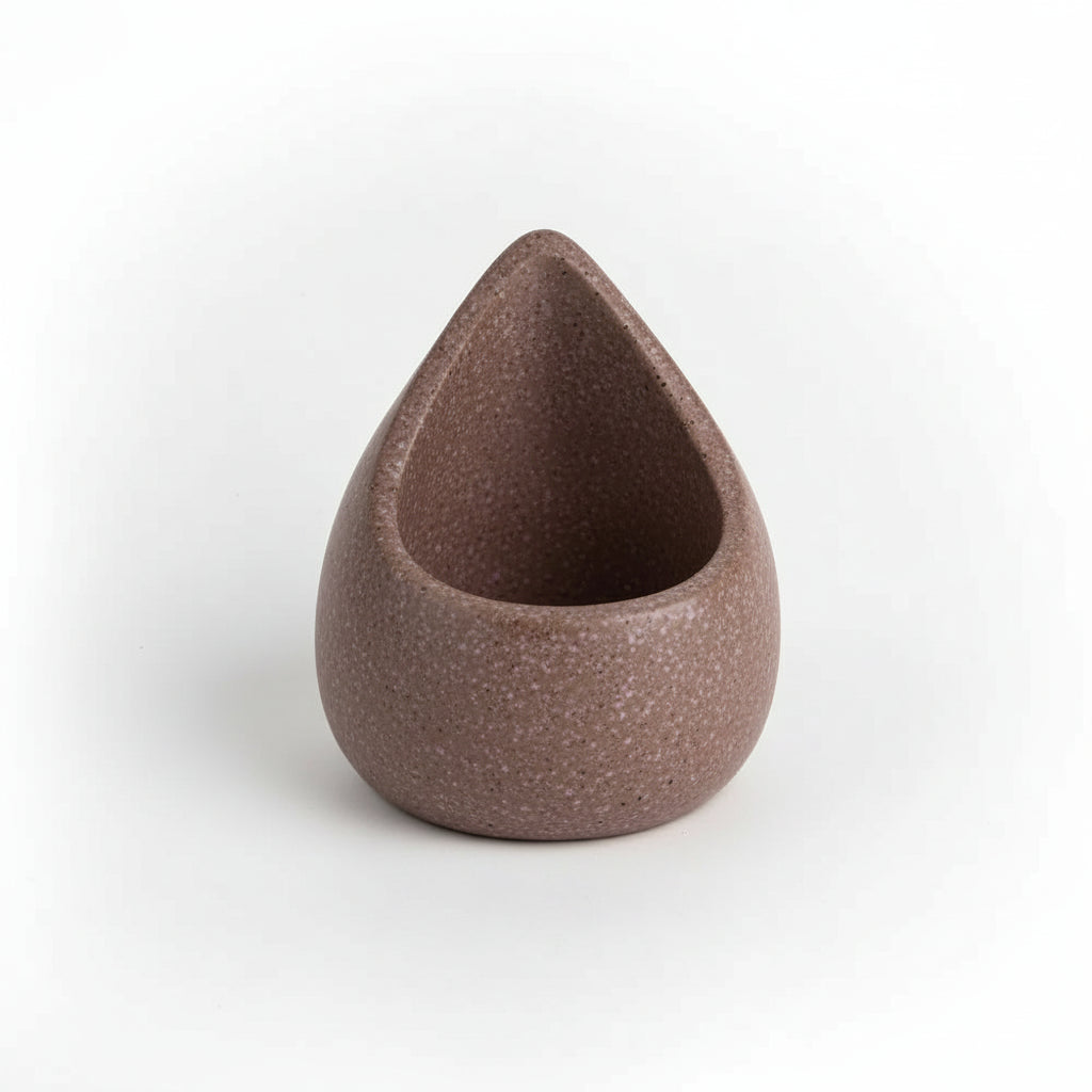 Handmade eco-friendly sage holder: matte brown teardrop concrete planter