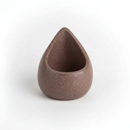 Handmade eco-friendly sage holder: matte brown teardrop concrete planter