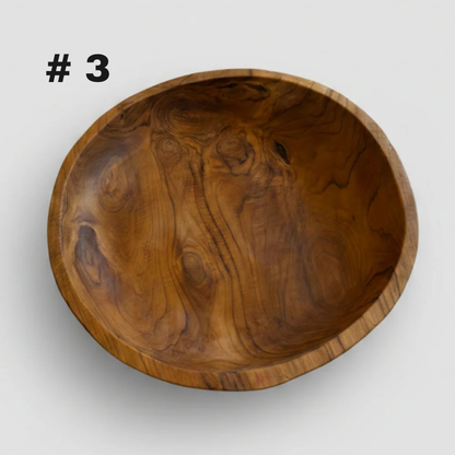 Salvaged Live Edge Hand-Carved Teak Root Shallow Bowl XL
