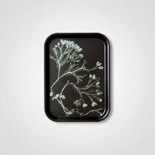 Black rectangular birch wood tray with seaweed branch design for charming small tray decor