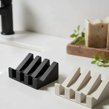 Black and white angled silicone soap dish for bars