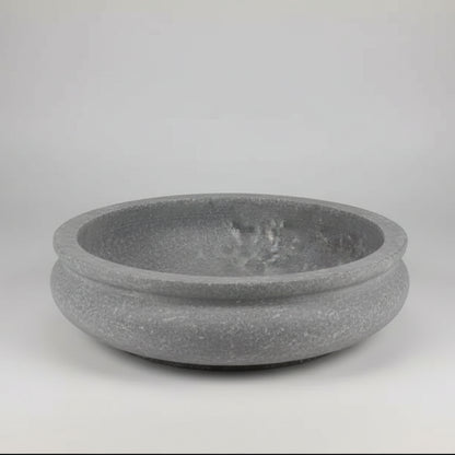 Handmade eco-friendly 6-inch soapstone bowl with gray stone mortar rings